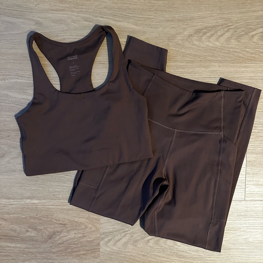 Girlfriend Collective Legging Crop Top Bra Set S
